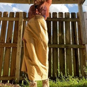 Vintage gold silk maxi skirt from Panoply
